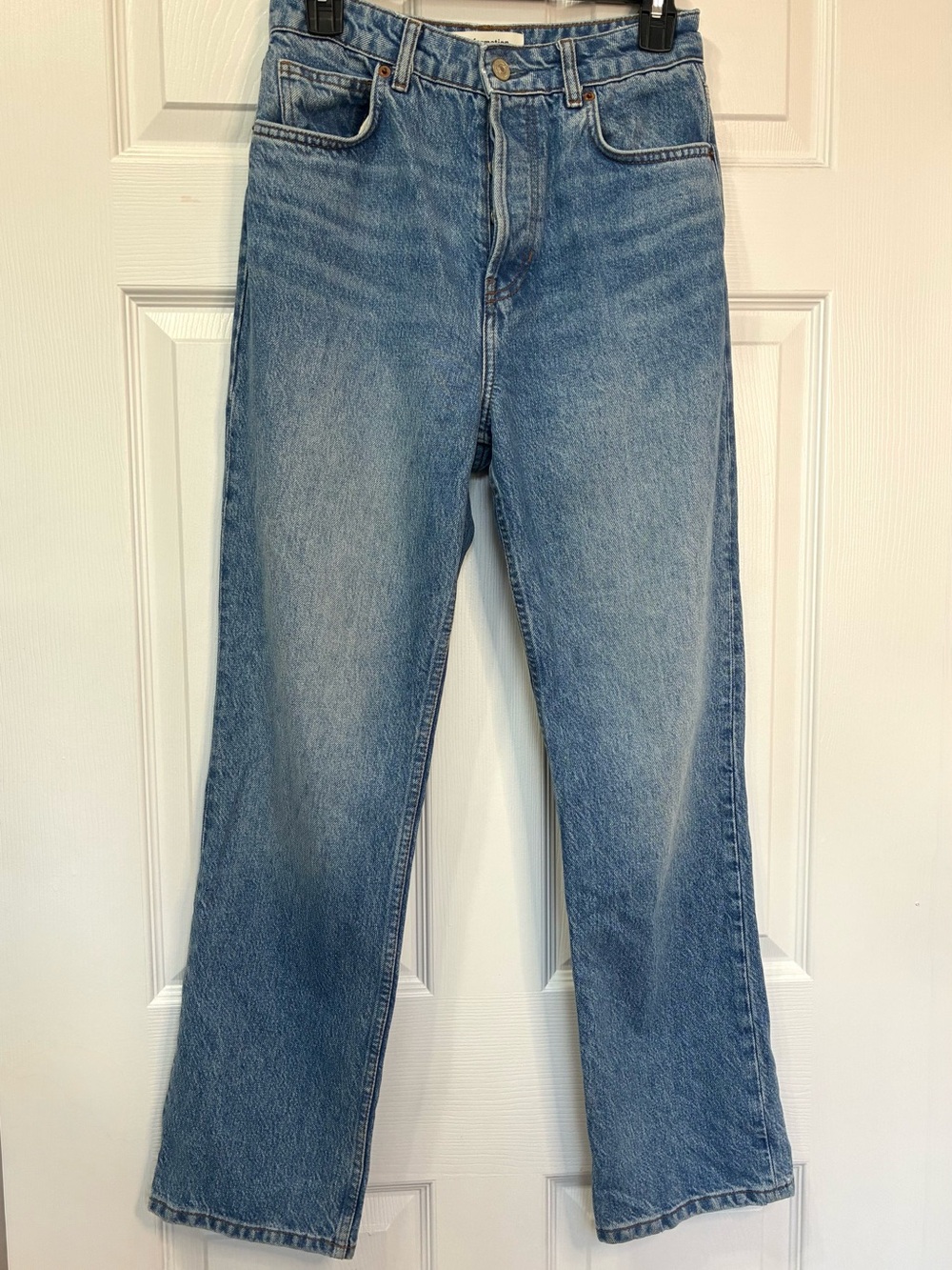 Reformation Cynthia High Rise Straight Jeans Womens 27 Button Fly Blue Sustain